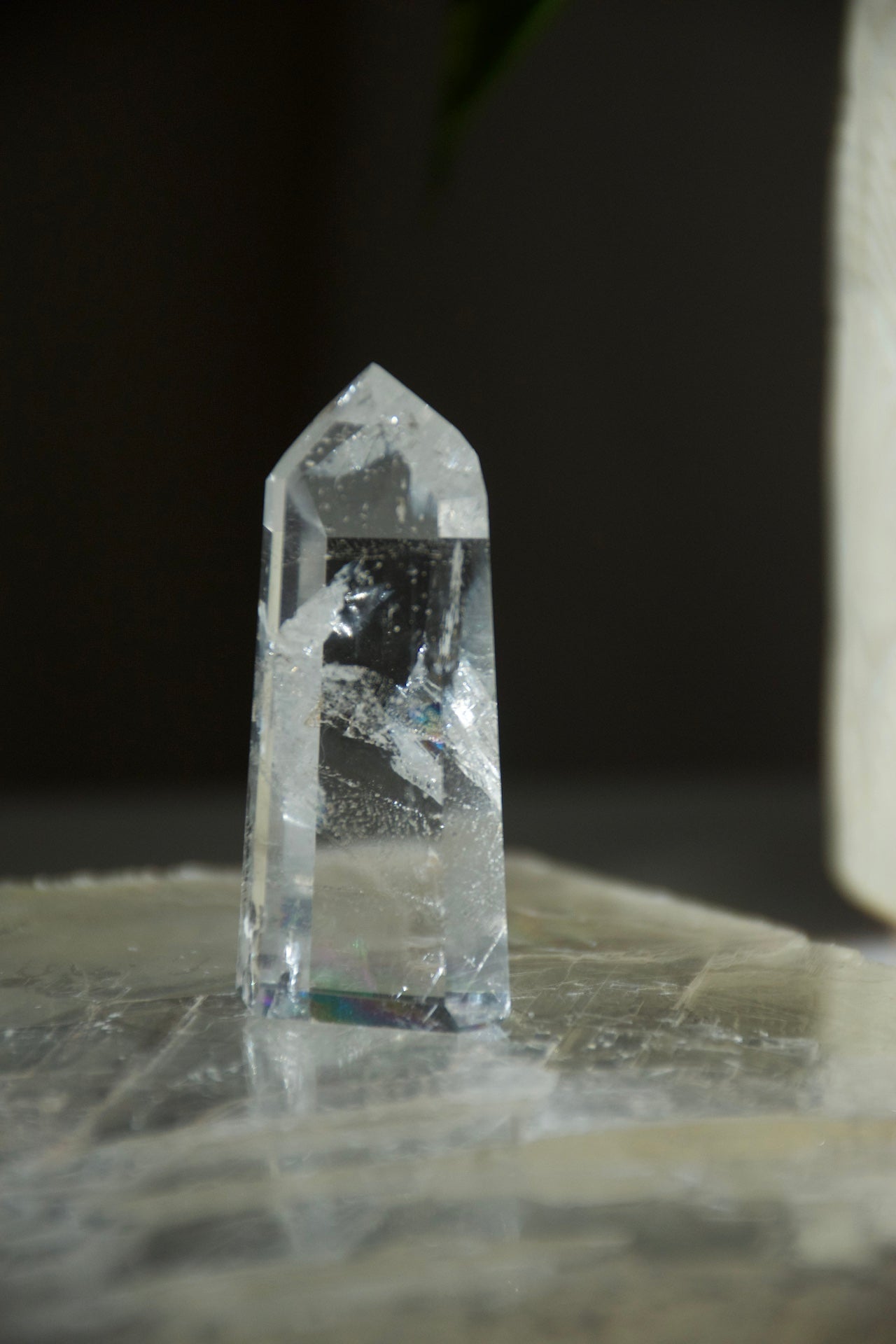 Clear Quartz Tower with Rainbow Inclusion