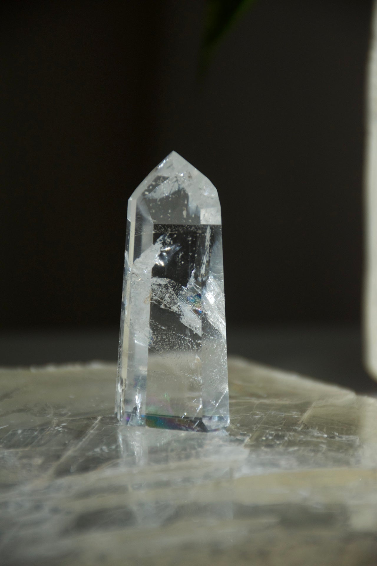 Clear Quartz Tower with Rainbow Inclusion
