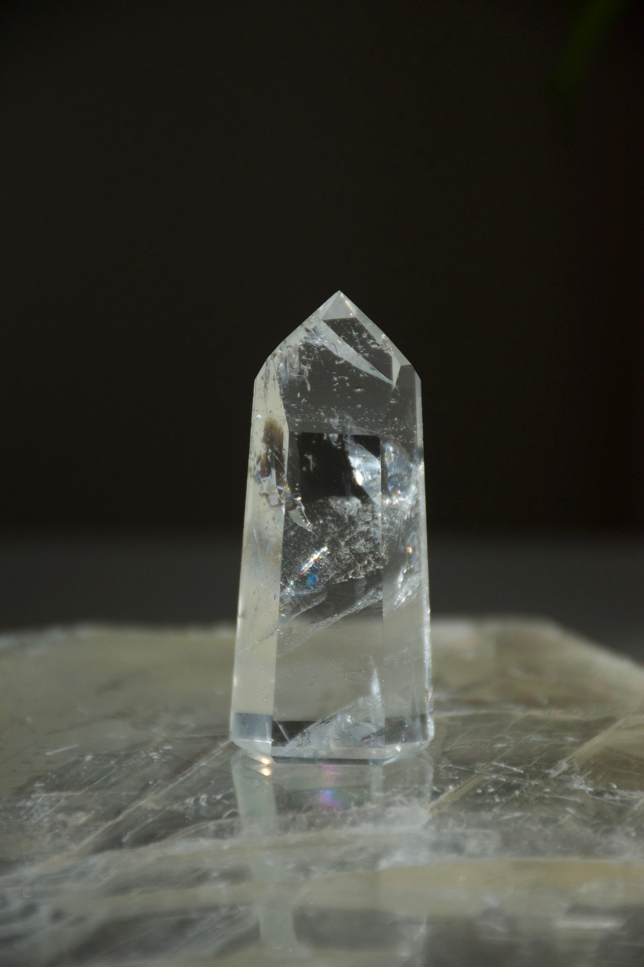 Clear Quartz Tower with Rainbow Inclusion