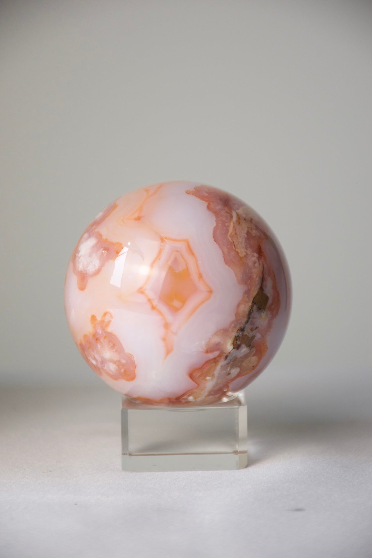 Carnelian Flower Agate Sphere (medium)