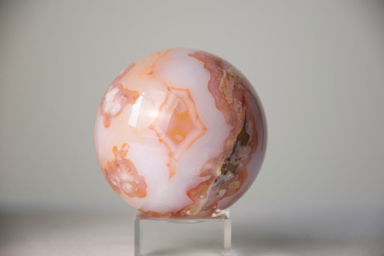 Carnelian Flower Agate Sphere (medium)