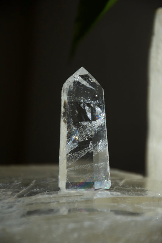 Clear Quartz Tower with Rainbow Inclusion