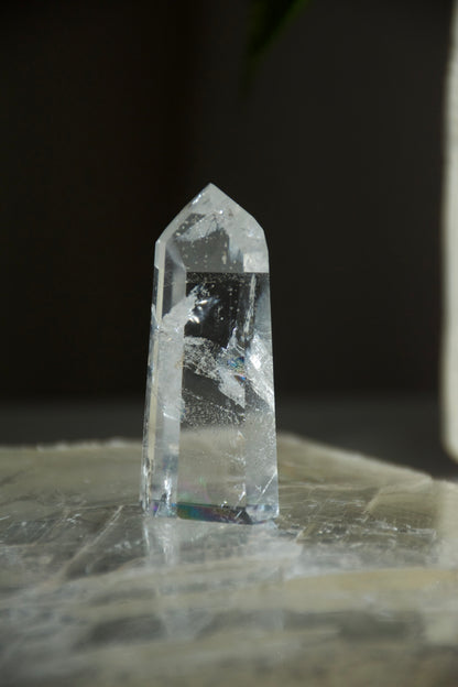 Clear Quartz Tower with Rainbow Inclusion
